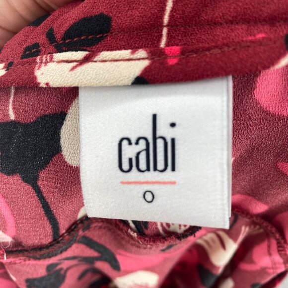 CAbi Skirt Womens 0 Corsage Red Pink Floral A Line Ruched Midi Flat Front Flowy - Picture 6 of 11